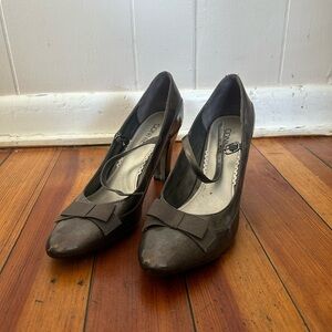 Connie silver leather heels